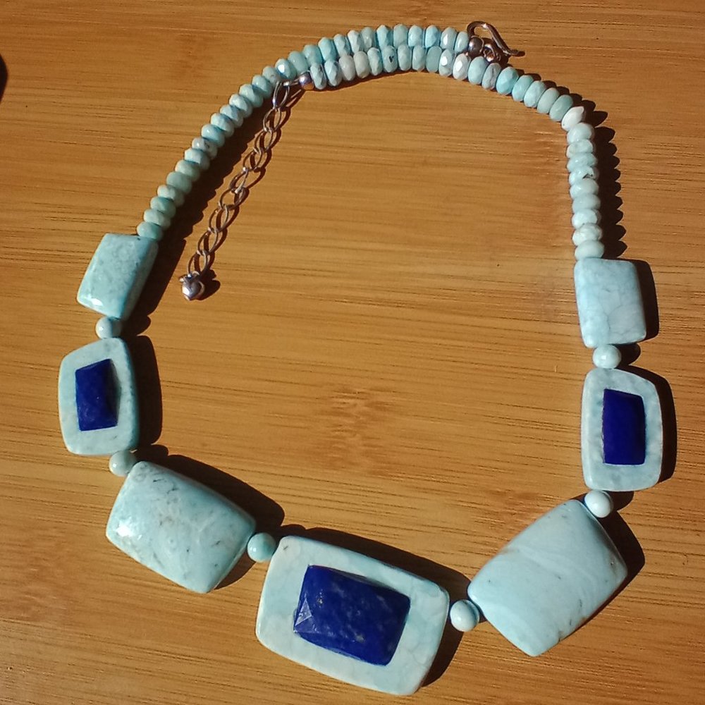 Jay King DTR Blue Aragonite and Lapis Bead 20" Sterling Silver Necklace - Picture 4 of 16
